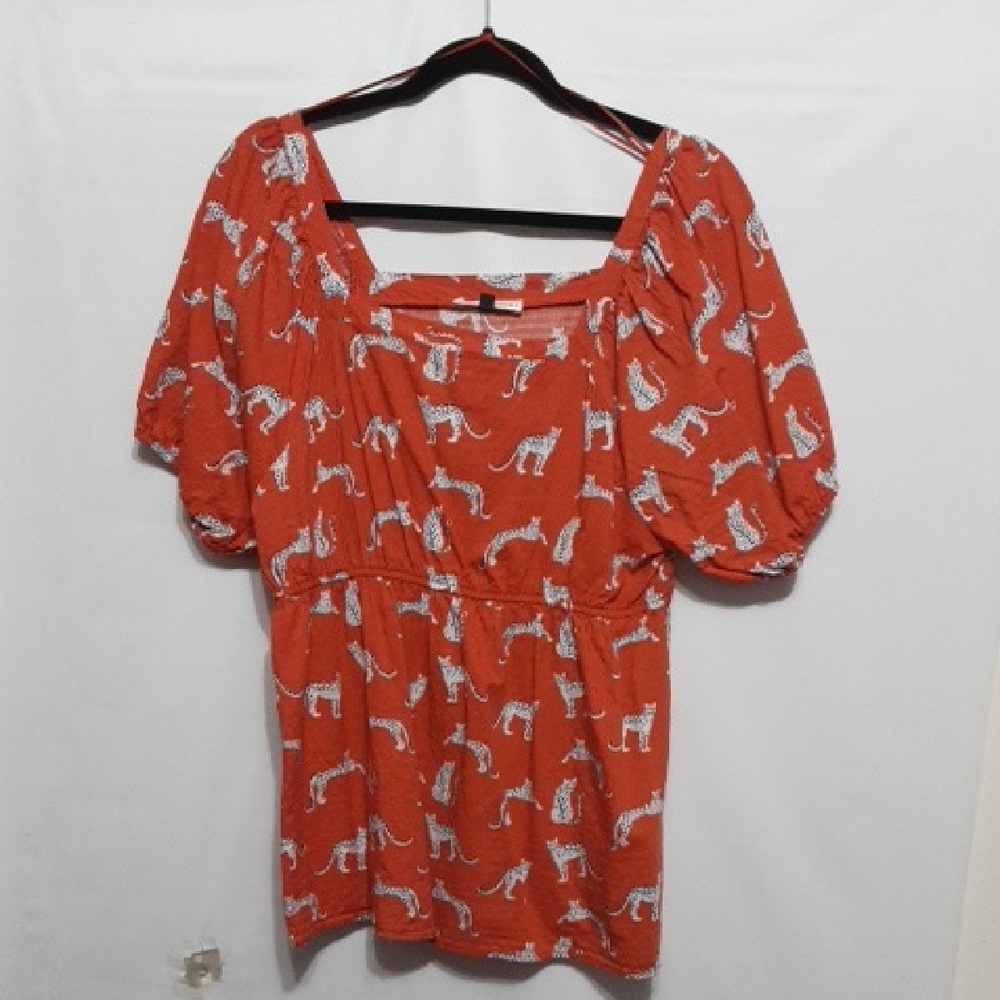 MICHELL MCDOWELL Women's XXL Wild Life Leopard Print Top